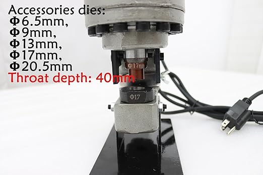 110V Electric Hydraulic Hole Punch Machine with 5 Dies (1/4" to 4/5") for Metal Plates, Angle Iron, Copper, Aluminum & Steel