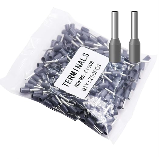 Fidioto AWG18 Wire Ferrules Terminals, 250pcs AWG18 Terminal Connector Wire Insulated Cord Pin Ends Terminals for Electric, Industrial, Chemical Industry, Power Control System, etc.