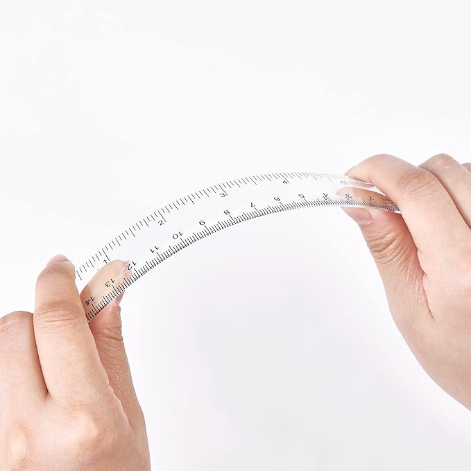 Clear Plastic 6 Inch Straight Ruler, Shatterproof With Inches and Centimeters for School, Classroom, Home, or Office (2pcs)