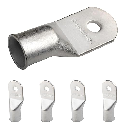 SELTERM 5pcs 4/0 AWG (XL) 5/16" Stud Tinned Copper Wire Lugs,Battery Lugs,Ring Terminals, Battery Cable Ends, 0000 Gauge Ring Terminal Connectors,UL Marine Grade Electrical Battery Terminal Connectors