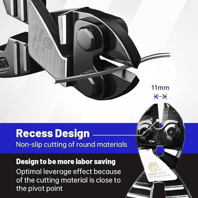 9-inch Bolt Cutters - Wire Cutters Heavy Duty for Chains and Screws,CR-V Steel Blade,Spring-Loaded Design,Soft Grip & Lock for Wires, Chains, Screws, Hardware