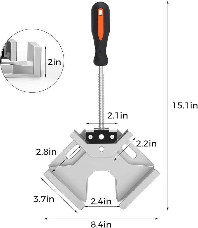 Corner Clamp, 4pcs 90 Degree Right Angle Clamp with Adjustable Aluminum Alloy Swing Jaw, Single Handle Clamps for Woodworking Tools Photo Framing, Present for Men Dad 15.1 Inch