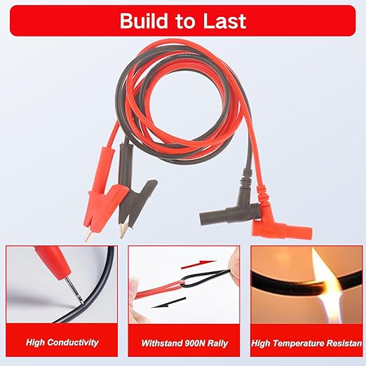 4PCS Banana Plug to Alligator Clip Lead Cable, 3.3ft / 1m Multimeter Test Leads, 1000V 15A Soft Silicone Electronic Test Lead for Multimeter Electrical Testing
