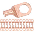 SELTERM 25pcs 6 AWG 1/2" Stud Battery Lugs, Ring Terminals, Heavy Duty Copper Wire Lugs, Battery Cable Ends, 6 Gauge Ring Terminal Connectors, UL Bare Copper Eyelets Electrical Battery Cable Lugs