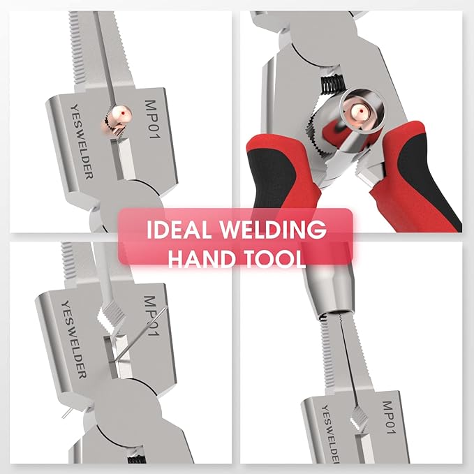 YESWELDER 8" MIG Welding Pliers with Rentention Chain, Anti-Rust and Durable High-Carbon Steel, All-In-One Multifunctional MIG Pliers for Professional Welding