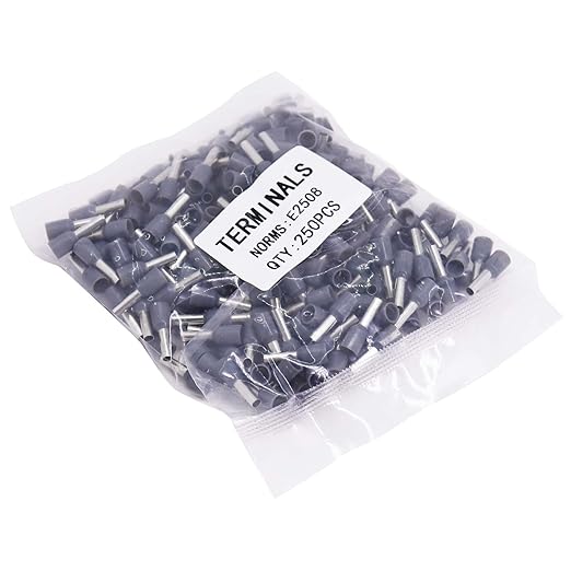 Fidioto AWG14 Wire Ferrules Terminals, 250pcs AWG14 Terminal Connector Wire Insulated Cord Pin Ends Terminals for Electric, Industrial, Chemical Industry, Power Control System, etc.