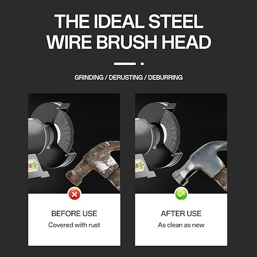 YKLP 6 Inch Wire Wheel Brush for Bench Grinder Grinding Wheel,Coarse Crimped Steel Wire 0.012" with 1/2" & 5/8" Arbor for Rust Removal, Cleaning, Polishing,1PC
