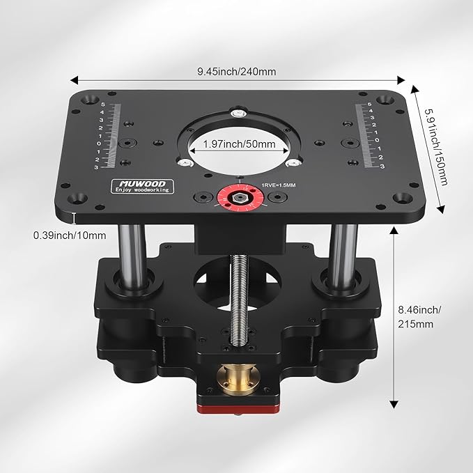 Router Lift, Precision Router Table Lift System, Durable Router Table Insert Plate, Router Lifts for Woodworking for 65mm Diameter Motors