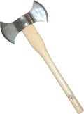 Prandi Axes C45 Forged Carbon Steel Throwing Axe - Hickory Handle - Double Bit Axe for Competitions and Recreation - S/N 3T.054.12.CH - 24" L x 10.67" W, 1200g Polished Head, No Sheath