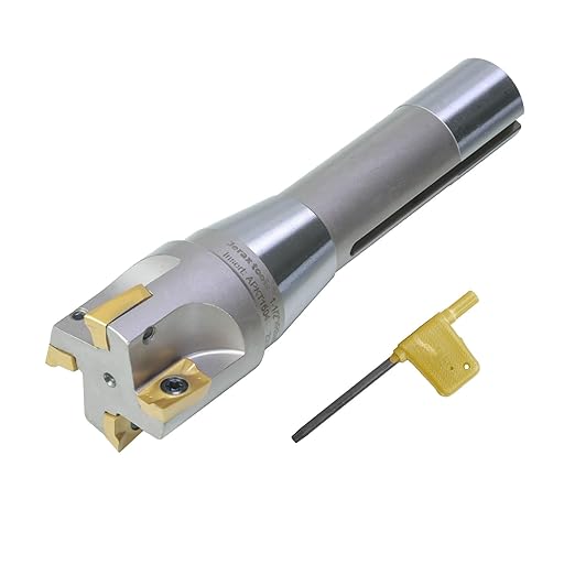 R8 Shank Indexable 1-1/2" End Mill, 1-1/2" Diameter 90 Degree High Speed Milling Cutter with Replaceable Carbide Insert