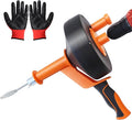 25FT Drain Snake with Drill Adapter, Drain Auger Clog Remover Tool for Sink, Shower, Kitchen, Bathroom & Sewer, Hair Clog Removal with Gloves, Manual or Powered Use