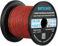 BNTECHGO 22 Gauge Flexible 2 Conductor Parallel Silicone Wire Spool Red Black High Resistant 200 deg C 600V for Single Color LED Strip Extension Cable Cord,Model,100ft Stranded Tinned Copper Wire