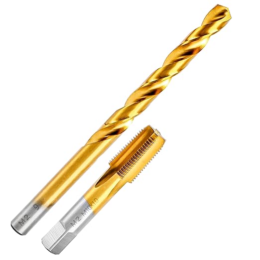 M10x1.0 Tap and 9.0mm Drill Bit Kit, M2 HSS Metric Drill and Tap Set, Combination of Drill and Tap Kit for Metal