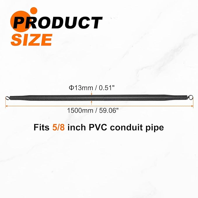 HARFINGTON PVC Spring Tube Bender 13mm OD 1500mm Long C Type Conduit Pipe Bender Bending Spring for Pipe Bending Devices in Home Hydropower, Black