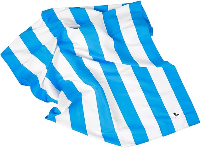 Dock & Bay Beach Towel - Quick Dry, Sand Free - Compact, Lightweight - 100% Recycled - Includes Bag - Cabana - Blue - Large (160x90cm, 63x35)