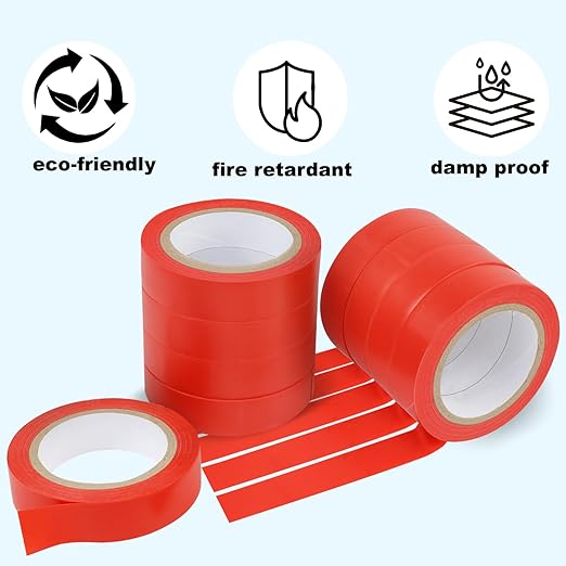 Romeda 9 Pack Electrical Tapes, Electrical Tape Water, Sun, and Oil Resistant, Electrical Tape is Suitable for Most Domestic, Commercial, and Industrial environments - Red