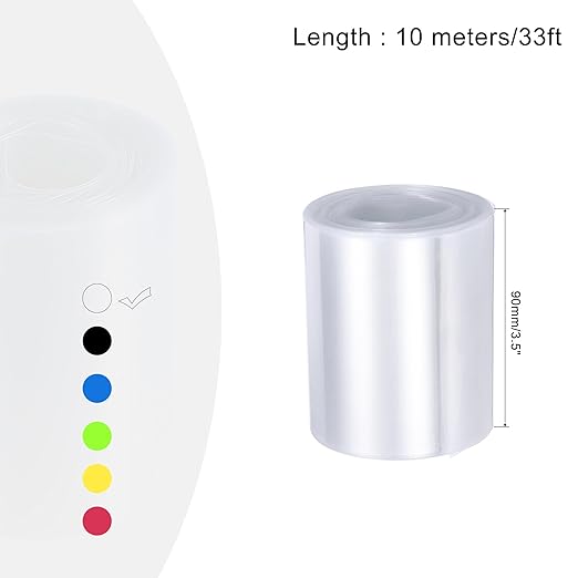 MECCANIXITY Battery Wrap PVC Heat Shrink Tubing 58mm Dia 90mm Flat 33 Feet(10meters) Clear Good Insulation for Battery Pack