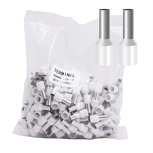 Fidioto AWG6 Wire Ferrules Terminals, 250pcs AWG6 Terminal Connector Wire Insulated Cord Pin Ends Terminals for Electric, Industrial, Chemical Industry, Power Control System, etc.