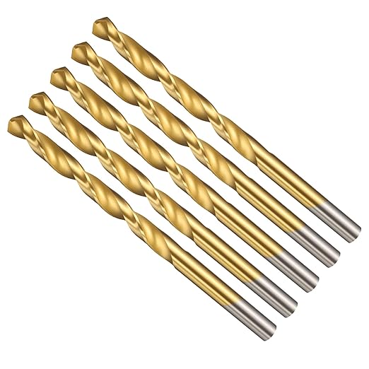 Drill Bit, 9/32" Cutting Diameter (7.144mm), 4241 HSS TiN Coated 118° Cutting Angle Versatile Jobber Bits - (Applications: for Drilling Plastic Wood Soft Thin Metal), 5-Pieces