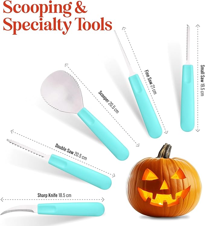 Halloween Pumpkin Carving Kit Case - Complete Pumpkin Carving Set With Saw Pumpkin Carving Knife - Halloween Pumpkin Carving Tools - Multipurpose Pumpkin Kit For Carving Pumpkin And Other Fruits