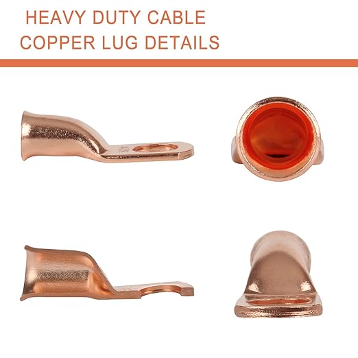 10pcs 4 AWG-3/8”(M10) Ring Terminals 4 Gauge Copper Wire Lugs Battery Cable Ends Heavy Duty Battery Cable Terminal Connectors