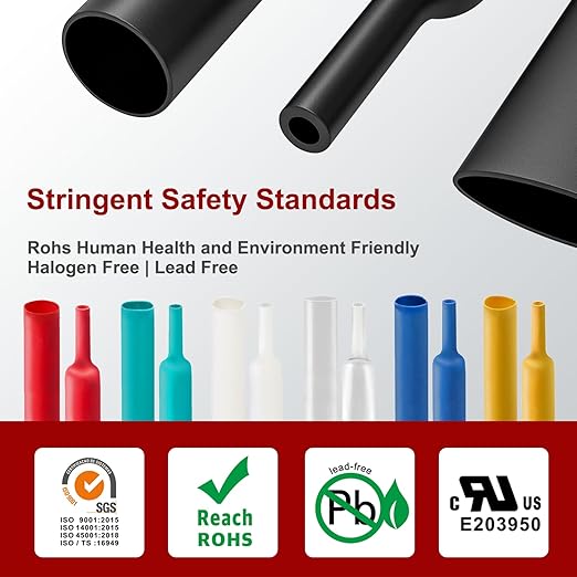 Chanzon 160 Pcs Heat Shrink Tubing Kit, 2:1 Black Heat Shrink Wrap Tubing with Length 1.5" 3" (inch), Polyolefin Sleeving 2 to 1 Heat-Shrink Tube