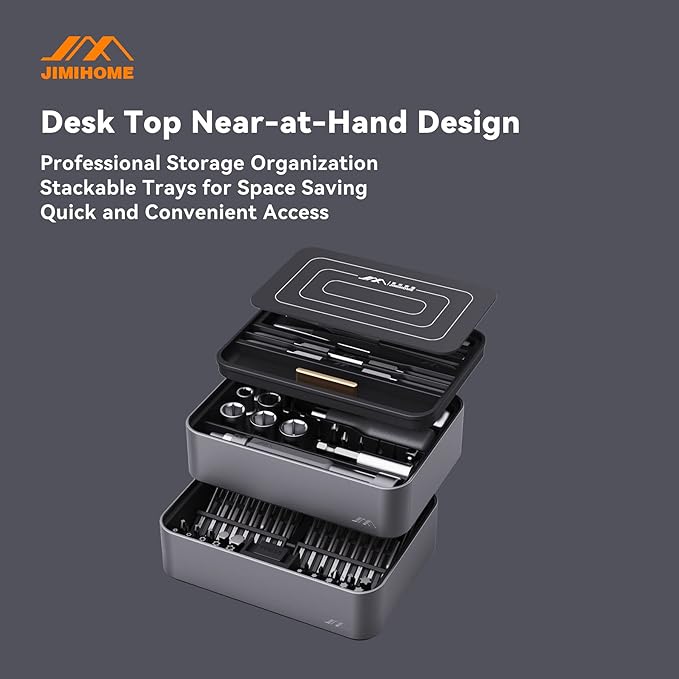 JIMIHOME 100 Pieces Precision Screwdriver Set with Ratchet and Tweezers Magnetic Screwdriver Kit Desktop Mini Tool Station 100-Piece with Bits for Electronics PC Laptop Tablet Repair Household Tool