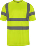 High Visibility Class 3 T Shirts，Hi Vis Safety Shirts with Reflective Strips and Pocket, Short Sleeve Quick Dry Mesh Construction Work Shirt for Men/Women Lime,Small