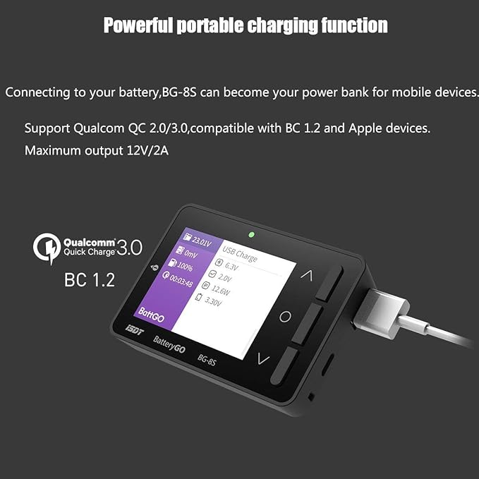 ISDT BattGo BG-8S Battery Meter, LCD Display Digital Battery Capacity Checker Battery Balancer Battery Tester for LiPo/LiFe/ Li-ion/NiMH/Nicd