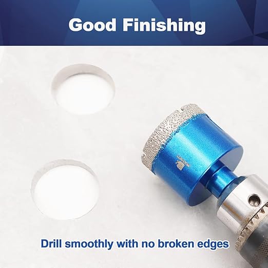 Dry Diamond Core Drill Bit Set,BRSCHNITT 2 4/7 Inch (65mm) Diamond Hole Saw Core Drill Bit with Triangle Shank for Porcelain Tile Ceramic Stone Granite Marble