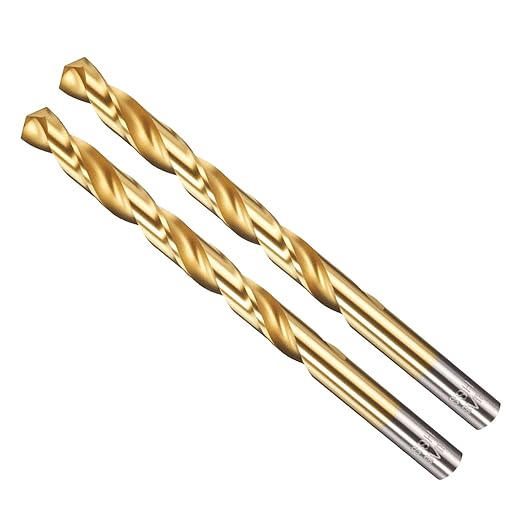 Drill Bit, 5/16" Cutting Diameter, 4341 HSS TiN Coated 135° Cutting Angle Jobber Bits - (Applications: for Drilling Soft Metal Plastic Wood), 2-Pieces