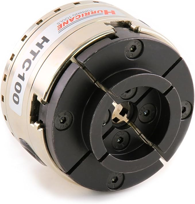 HTC100, 4" Four Jaw Woodturning Chuck Kit, with 1 1/2"x 8 TPI Insert and Dovetail Jaws, for Wood Lathes