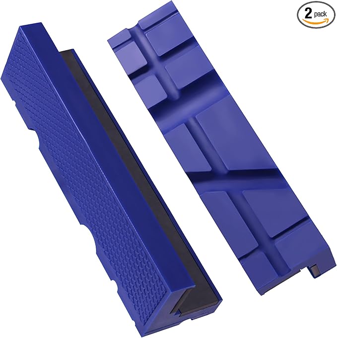 WORKPRO 6" Magnetic Vise Jaw Pads, TPU Soft Grips with Dual-Sided V-Groove & Flat Design, Ideal for Drill Press, Bench Clamp, Metalworking and Woodworking