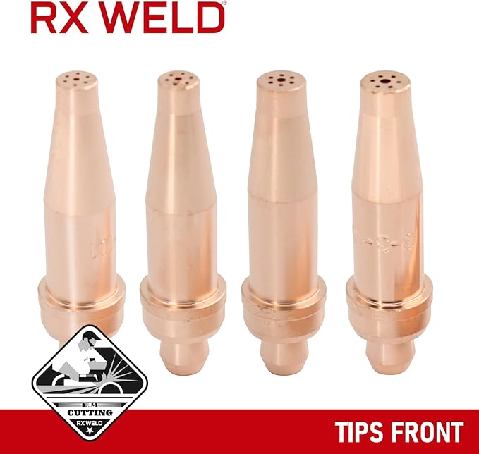 RX WELD 3-101 Series Acetylene V-Style Cutting Torch Tips - Sizes 0-3, Fit V-Style Light/Medium Duty Torch