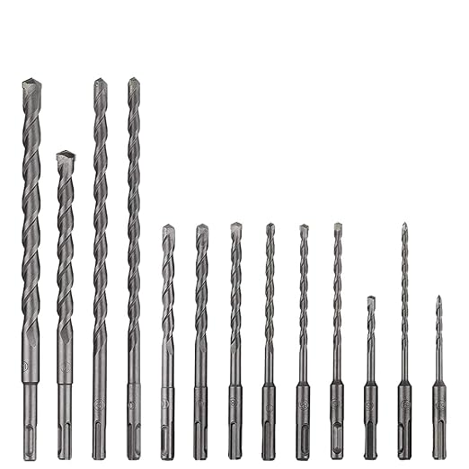 Rotary Hammer Drill Bits Set, 17 Pcs SDS Plus Carbide-Tipped Masonry Drill Bits and Chisels for Concrete, Stone, Brick, with Storage Case