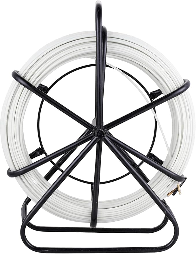 Fish Tape Duct Rodder 328Ft Fiberglass Fish Tape Puller 0.2in100m with Cage Wheel