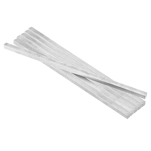 uxcell 6 Pcs Square Steel Key Stock, 3/8" x 3/8" x 12" Cold-Drawn 45# Steel Bars Precision Key Stock for Gearbox Coupling, Silver Tone