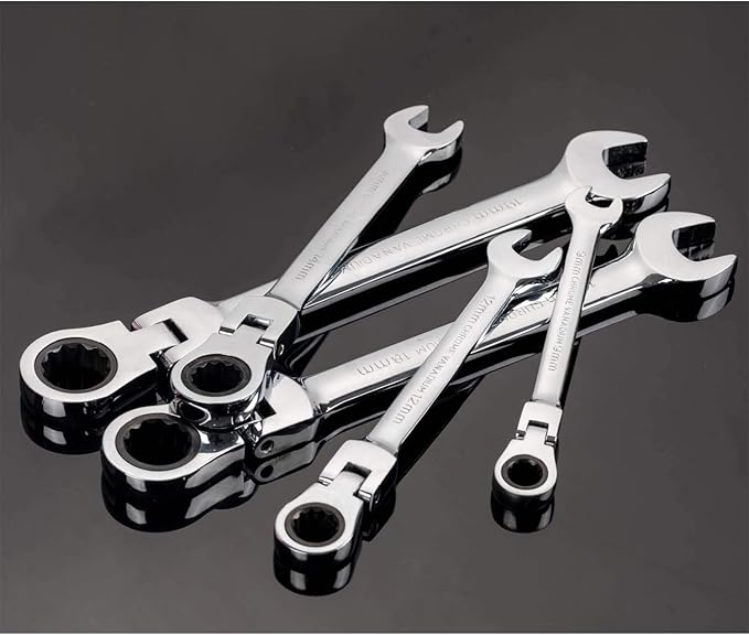 Flexible Ratchet Wrench Set 8pcs 9-17mm Spanner Gear Ring Ratcheting Combination Flexi Wrenches Kit Metric Flex Head