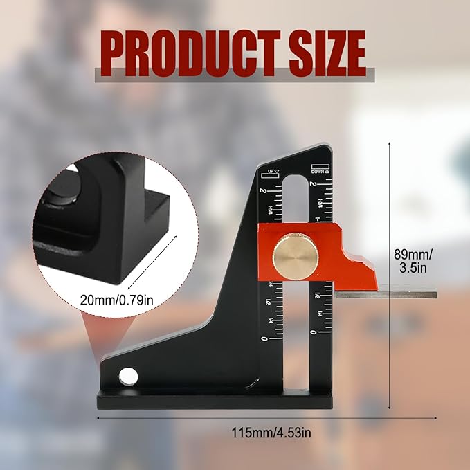 Table Saw Height Gauge, Woodworking Height Gauge in Inches Depth Gauge Woodworking Router Height Adjuster Table Saw Accessories for Wood Working, Aluminum Alloy