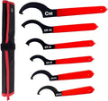 Poweka Coilover Spanner Wrench, 6Pcs Universal Adjustment Shock Steel Spanner Hook Wrench Set for Suspension System and Motorcycle Coil Over Adjustments Tool