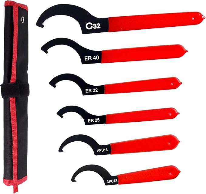 Poweka Coilover Spanner Wrench, 6Pcs Universal Adjustment Shock Steel Spanner Hook Wrench Set for Suspension System and Motorcycle Coil Over Adjustments Tool