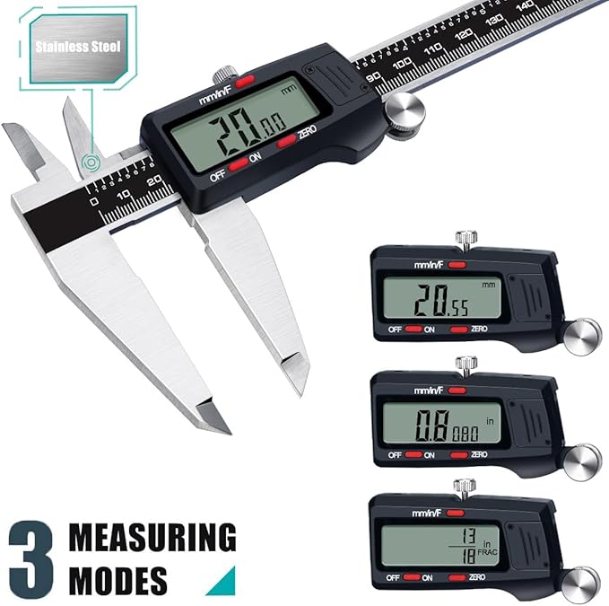 Kynup Micrometer Caliper Tool, 12Inch Digital Caliper, Vernier Caliper with Stainless Steel, Large LCD Screen, Auto - Off Feature, Inch Metric Fraction Conversion