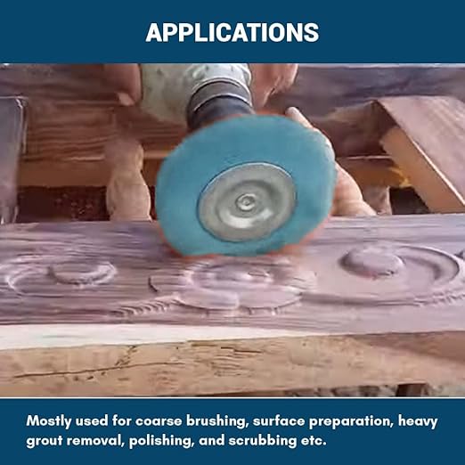 Benchmark Abrasives 3” Mounted Nylon Wire Wheel, Fine Grit, 1/4" Drill Shank, Perfect for Rust or Paint Removal Sanding Finishing on Wood Fiberglass Plastics - (Blue, 3")