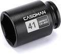 CASOMAN 1/2" Drive x 41mm Deep 6 PT Impact Socket, CR-MO, 1/2-Inch Drive Axle Nut Socket for Easy Removal of Axle Shaft Nuts (41MM)
