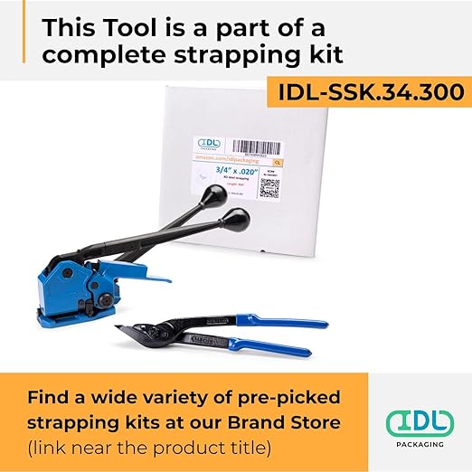 IDL Packaging IDL-17-34 Sealless Combination Tool for 3/4" Steel Strapping - 3-in-1 Tensioner, Sealer, and Cutter - Combination Metal Strapping Tool - Durable Banding Tool with Long Service Life