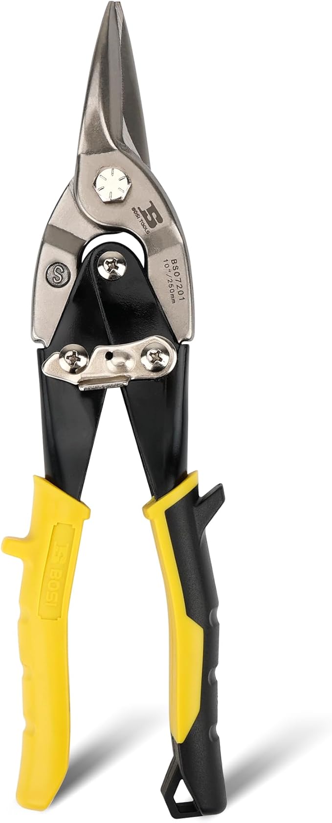 Aviation Tin Snips Straight Cut Heavy Duty Sheet Metal Cutter Snips Shears Cutting Metal Sheet Chrome Vanadium Steel Sharp Blades Safety Latch (10inch Straight)