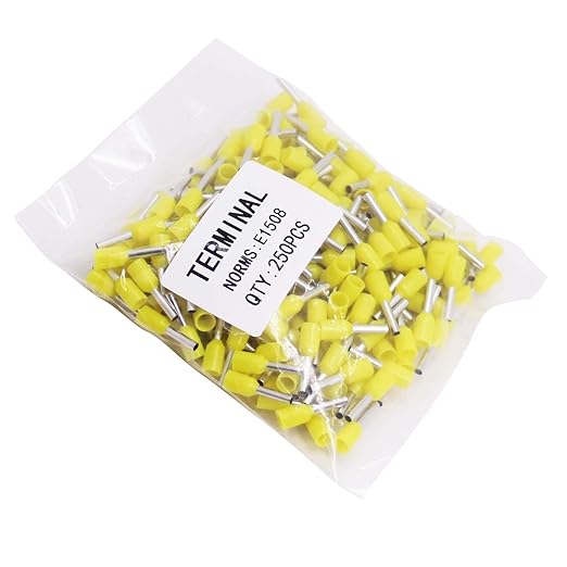 Fidioto AWG16 Wire Ferrules Terminals, 250pcs AWG16 Terminal Connector Wire Insulated Cord Pin Ends Terminals for Electric, Industrial, Chemical Industry, Power Control System, etc.