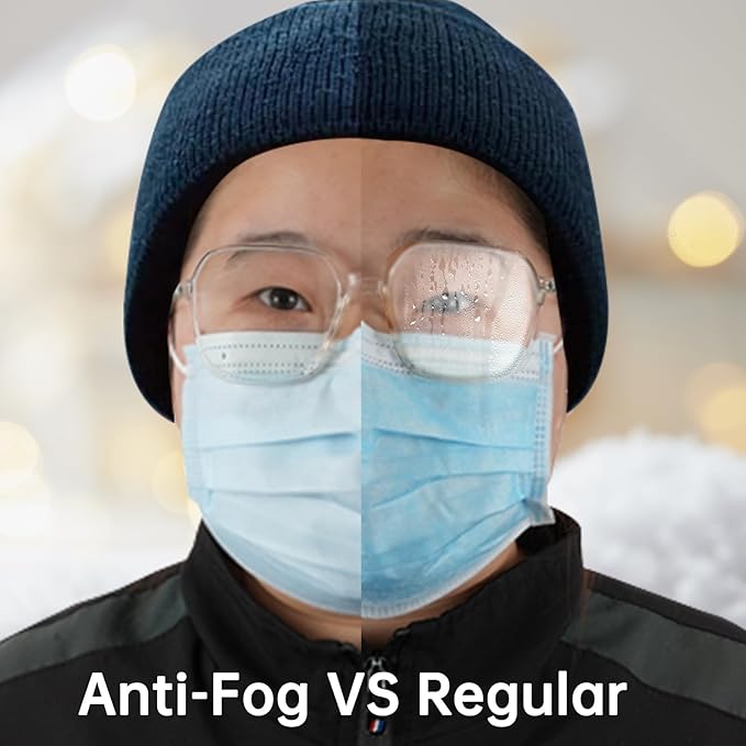 Jointown Anti-fog 3-ply Disposable Face Mask, Face Mask with Efficient Filter Media for Adult, Adjustable and Soft Nosepiece, Box of 50 pcs