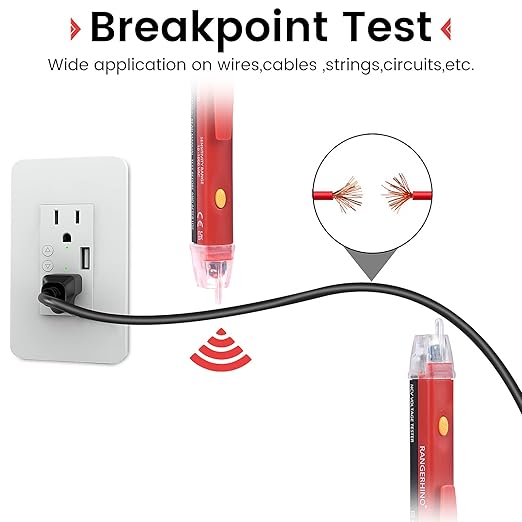 Non-Contact AC Voltage Tester Pen, AC up to 1000V, LED Flashlight, Buzzer Alarm for Live/Null Wire Judgment