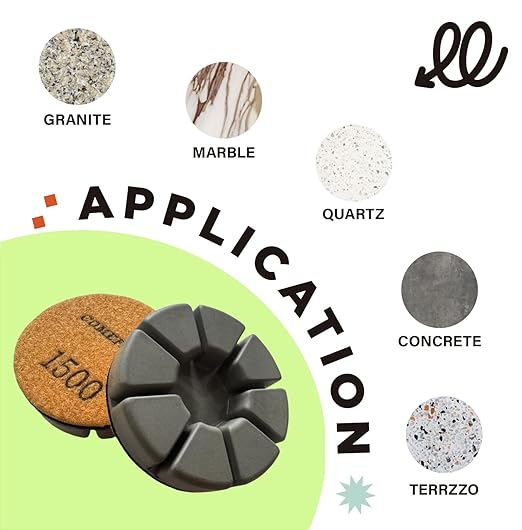 Diamond Floor Polishing Pucks for Terrazzo, Marble, Granite, Concrete Floor, 3 Inch 15mm Resin Bond Hook and Loop Polishing Pad, 1500#, 3PCS